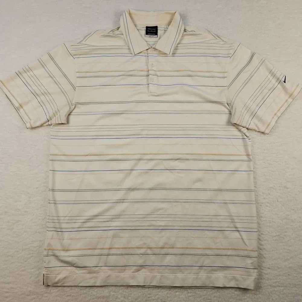 Nike Golf Polo Shirt Adult Mens Dri Fit Striped Short Sleeve Active‎ XL EUC